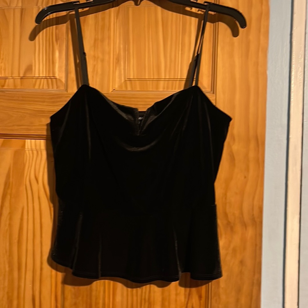 Black velvet peplum top